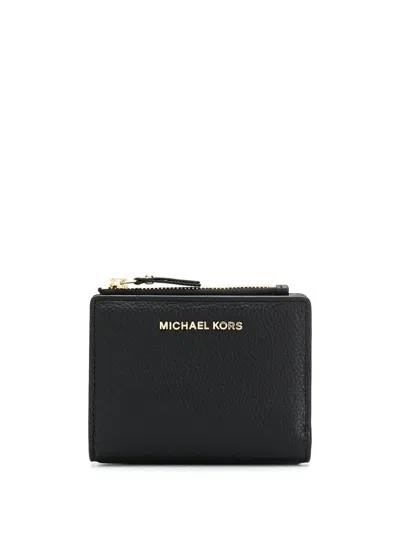 Michael Kors Wallet In Textured Leather With Logo In Black