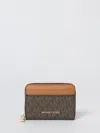 Michael Kors Zip Wallet In Canvas Monogram Brown In Brown