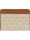 Michael Kors Logo Hardware Embossed Wallet In Beige