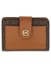 Michael Kors Compact Coated Canvas Wallet With Multiple Pockets In Brown