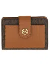 Michael Kors Compact Coated Canvas Wallet With Multiple Pockets In Brown