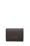 Michael Kors Tri-fold Leather Wallet In Brown