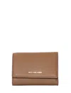 Michael Kors Tri-fold Leather Wallet In Brown