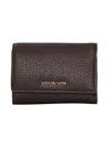 Michael Kors Tri-fold Leather Wallet In Burgundy