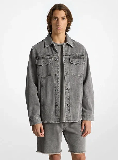 Michael Kors Washed Denim Shirt Jacket In Blue