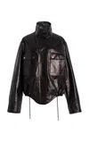 Michael Kors Washed Leather Bomber Jacket In Black