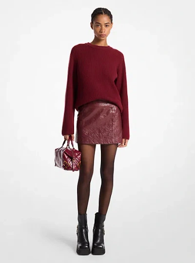 Michael Kors Washed Leather Mini Skirt In Red