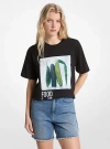 Michael Kors Watch Hunger Stop Cotton And Linen Blend T-shirt In Black