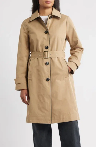 Michael Kors Water Resistant Belted Trench Coat In Brown
