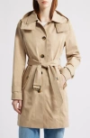 Michael Kors Water Resistant Trench Coat With Removable Hood