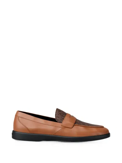 Michael Kors Wesley Logo-print Loafers In Brown