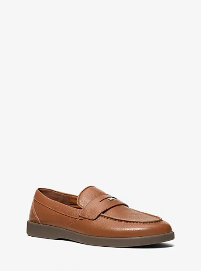 Michael Kors Wesley Pebbled Leather Loafer In Brown