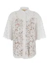 Michael Kors White Beaded Shirt With All-over Floral Embroidery In Tech Fabric Woman