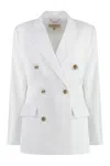 Michael Kors Double-breasted Crepe Blazer In White