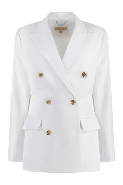 MICHAEL KORS MICHAEL KORS WHITE DOUBLE-BREASTED CREPE BLAZER
