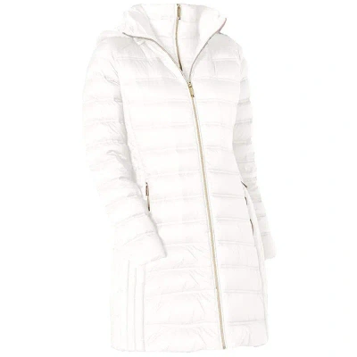 MICHAEL KORS WHITE DOWN HOODED PACKABLE 3/4 COAT