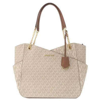 Pre-owned Michael Kors White Leather Coated Canvas Tote Bag ()