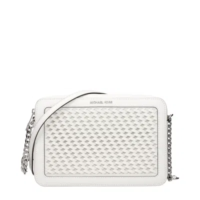 Michael Kors White Leather Crossbody Bags In Neutral