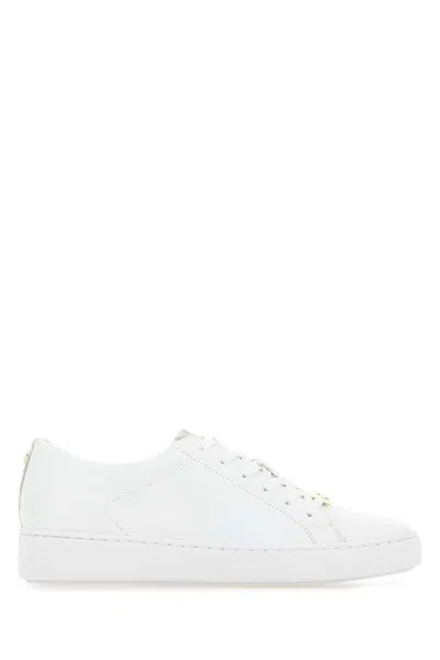 Michael Kors White Leather Keaton Sneakers In Vanilla