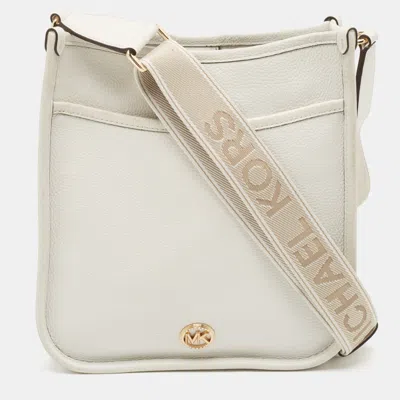 Pre-owned Michael Kors White Leather Large Luisa Messenger Bag
