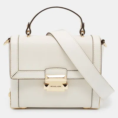 Pre-owned Michael Kors White Leather Small Jayne Trunk Top Handle Bag