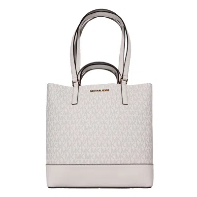 Michael Kors White Leather Tote Bag In Gray