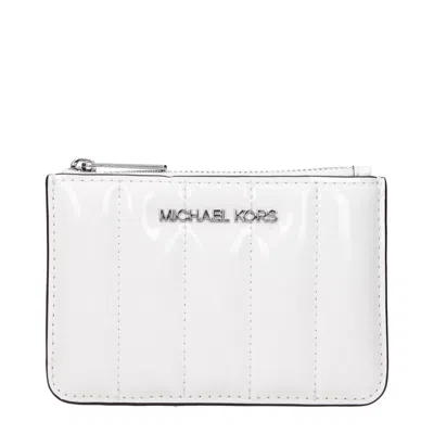 Michael Kors White Leather Wallets In Brown