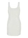 Michael Kors White Sleeveless Mini Dress With Round Neck And All-over Floral Embroidery In White