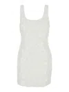 Michael Kors White Sleeveless Mini Dress With Round Neck And All-over Floral Embroidery In Tech Fabric Stretch Wo In White