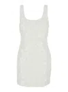 Michael Kors White Sleeveless Mini Dress With Round Neck And All-over Floral Embroidery In Tech Fabric Stretch Wo In White