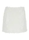 Michael Kors White Miniskirt With All-over Floral Embroidery In Tech Fabric Stretch Woman In White