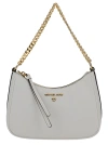 MICHAEL KORS WHITE SHOULDER BAG WITH CHAIN STRAP AND LOGO DETAIL IN HAMMERED LEATHER WOMAN