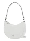 Michael Kors White Shoulder Bag With Metallic Logo Imprinted On The Front And Removable Shoulder Strap In Leather