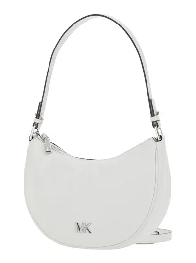 MICHAEL KORS WHITE SHOULDER BAG WITH METALLIC LOGO IMPRINTED ON THE FRONT AND REMOVABLE SHOULDER STRAP IN LEATHER