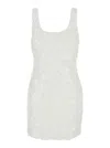 Michael Kors White Sleeveless Mini Dress With Round Neck And All-over Floral Embroidery