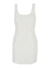 Michael Kors White Sleeveless Mini Dress With Round Neck And All-over Floral Embroidery In Tech Fabric Stretch Wo In White
