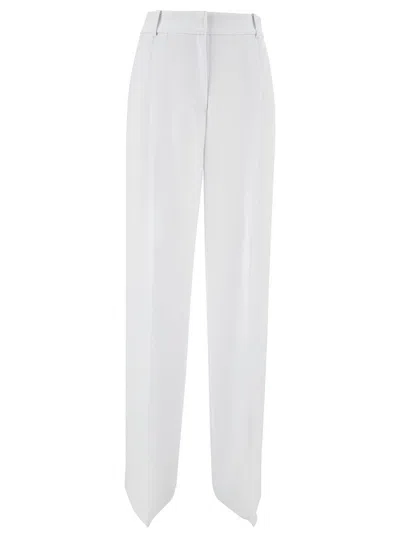 Michael Kors White Wide Leg Tailored Pants In Cotton Woman