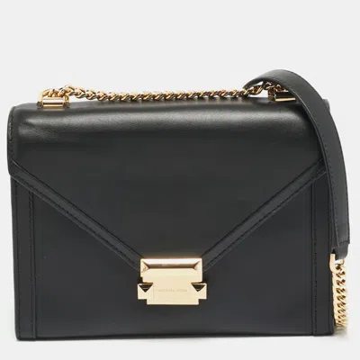 Pre-owned Michael Kors Whitney Large Black Leather Shoulder Bag
