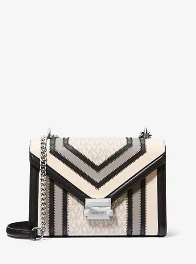 Michael Kors Whitney Medium Color-block And Signature Logo Shoulder Bag In Grey