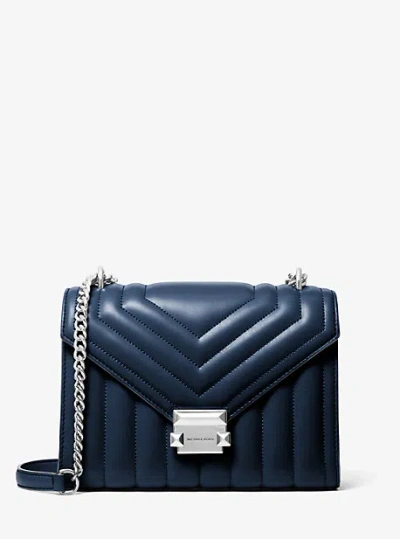 Michael Kors Whitney Medium Quilted Shoulder Bag In Blue