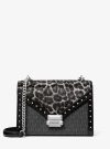 Michael Kors Whitney Medium Signature Logo And Leopard Print Calf Hair Shoulder Bag In Black