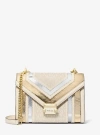 Michael Kors Whitney Medium Signature Logo And Metallic Shoulder Bag In Gold