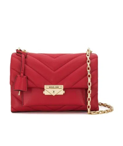 Michael Kors Whitney Quil Stitched Shoulder Bag In Red