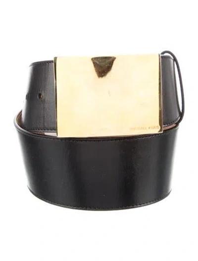 Pre-owned Michael Kors Wide Leather Belt In Black
