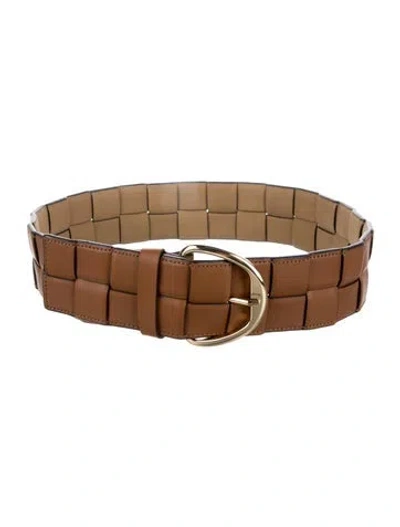 Pre-owned Michael Kors Wide Leather Belt In Brown