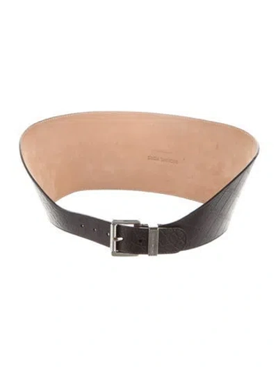 Pre-owned Michael Kors Wide Leather Waist Belt In Black