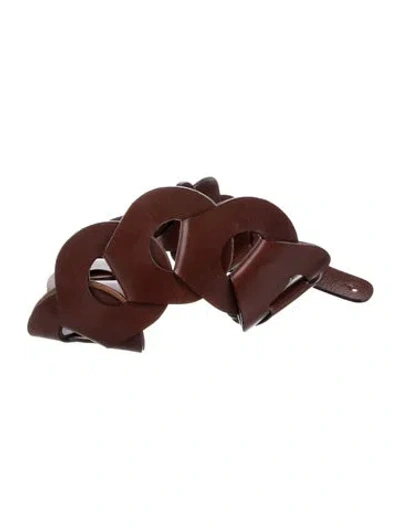 Pre-owned Michael Kors Wide Leather Waist Belt In Brown