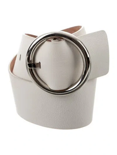 Pre-owned Michael Kors Wide Leather Waist Belt In White