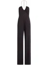 Michael Kors Embellished Stretch Matte Jersey Halter Jumpsuit In Black