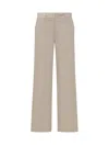 Michael Kors Beige Pants With Wide Leg And Belt Loops In Linen And Cotton Blend Woman In Beige